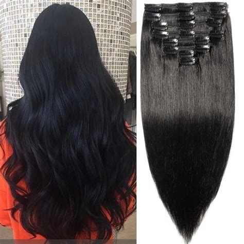 Tess Clip In Extensions Echthaar Schwarz Cm Remy Hair Tressen