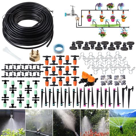 Gotgelif Garden Irrigation System Pack Ft Tubing Hose Drip