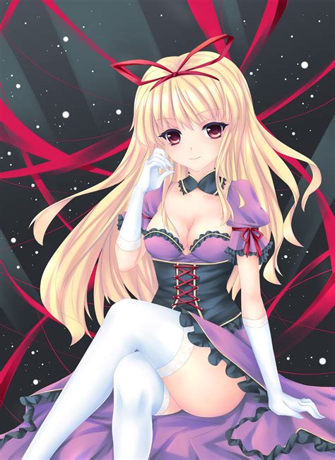 Wallpaper Anime Girls Long Hair Blonde Red Eyes Open Shirt No