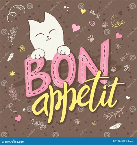 Vector Illustration Of Hand Lettering Text Bon Appetit There Is Cute