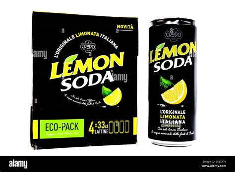 LEMON SODA Italian Lemonade. Lemon Soda is a brand of Terme di Crodo Stock Photo - Alamy