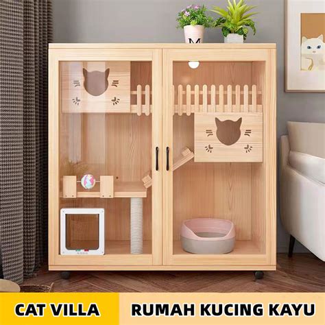 Sangkar Kucing Kayu Rumah Kucing Besar Tidur Cat House Large Solid Wood