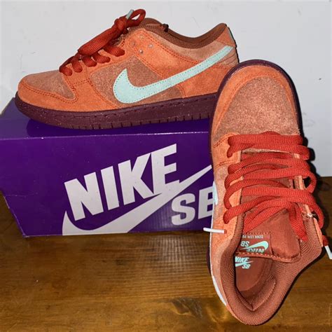 Nike Sb Dunk Low Orange And Red Trainers Size 7 In Depop