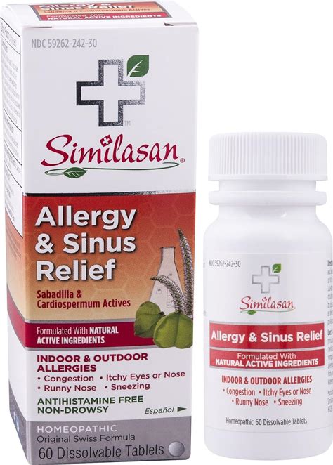 Similasan Allergy Sinus Relief 60 Ct Natural Relief For Allergies