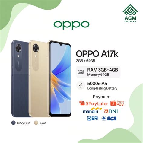 Jual Handphone Oppo A17k Ram 3gb64 Navy Blue And Gold Shopee Indonesia