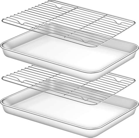 Baking Sheet with Cooling Rack Set [2 Sheets + 2 Racks], Stainless ...