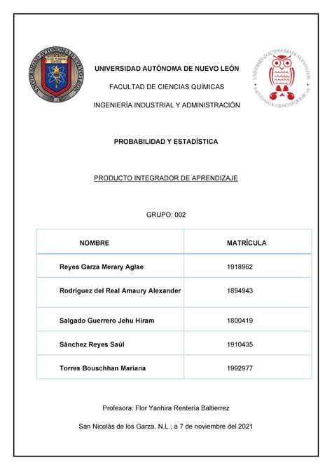 PIA Probabilidad Producto Integrador De Aprendizaje UNIVERSIDAD