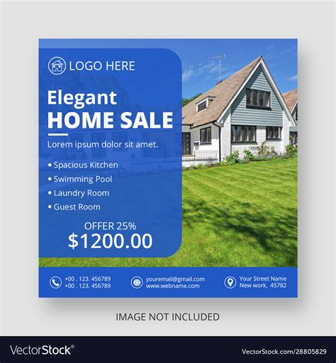 Real Estate Social Media Post Template Royalty Free Vector