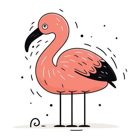 Flamingo Hand Drawn Vector Illustration In Doodle Style