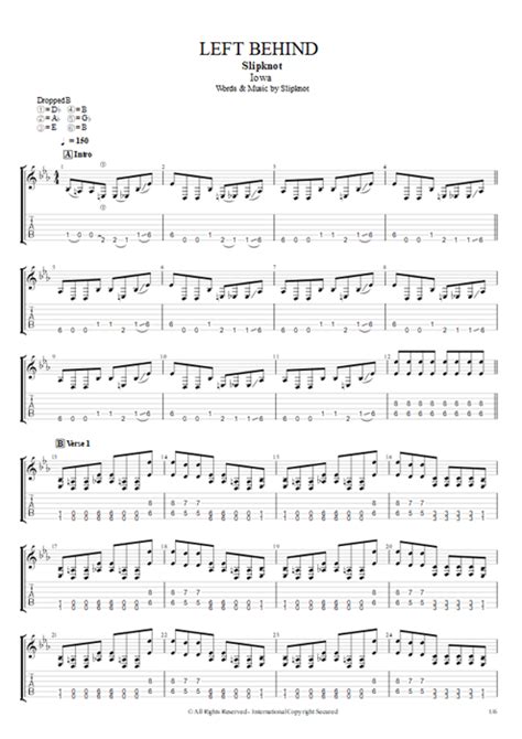 Left Behind Tab By Slipknot Guitar Pro Full Score Mysongbook