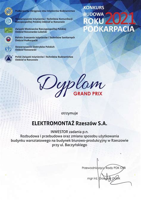 Elektromonta Rzesz W S A Z Grand Prix I Tytu Em Budowy Roku