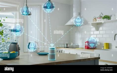 Internet Of Things Concept Modern Kitchen Full Of High Tech Kitchen