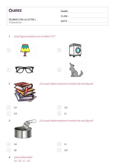 La Letra L Hojas De Trabajo Para Jard N De Infancia En Quizizz