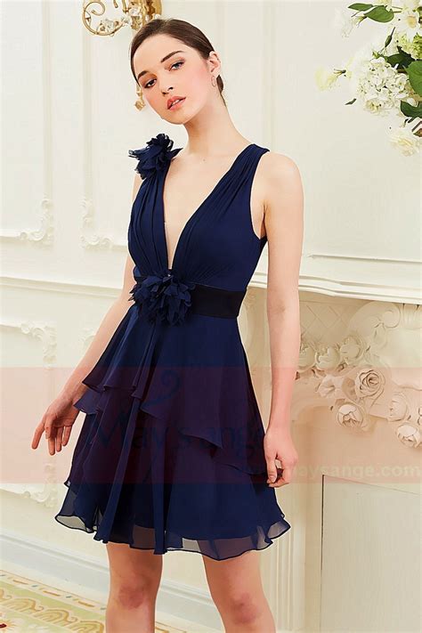 Robe Du Soir Sexy En Mousseline Bleu Nuit Florale Ref C Robe De