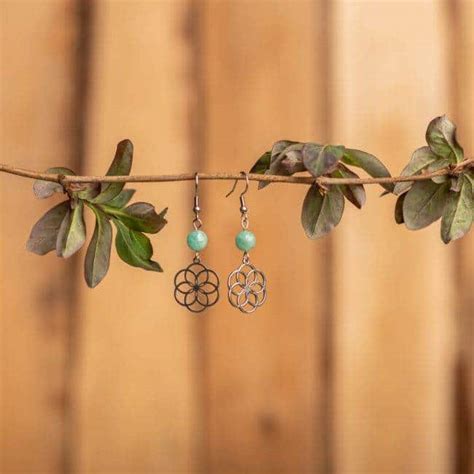 Boucles D Oreilles Fleur De Vie En Amazonite Chakras Shop