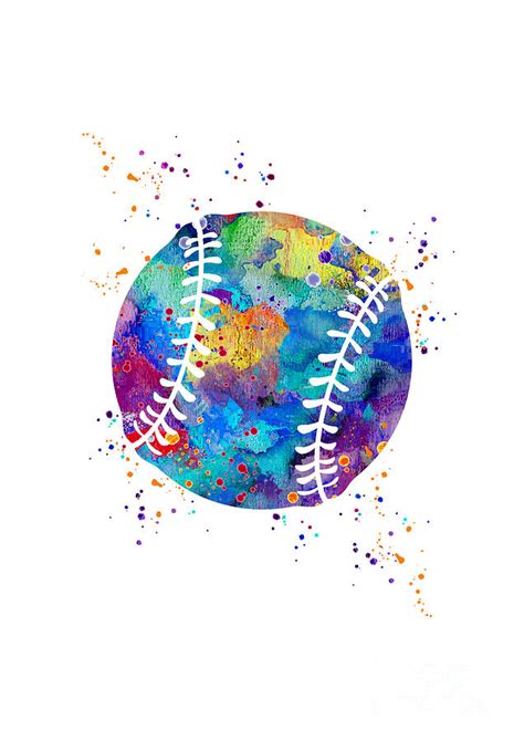 Baseball Ball Watercolor Baseball Player T Digital Art By White