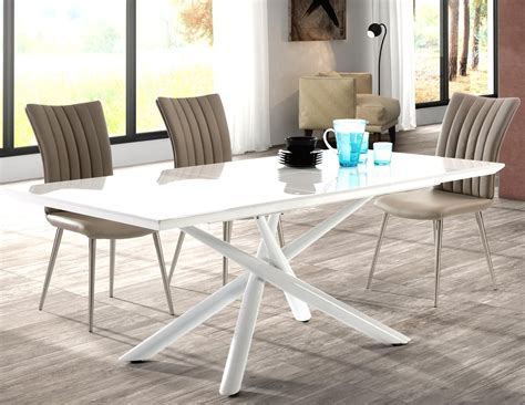 Table Extensible Laqué Blanc 160 200 Cm Revolution Lestendancesfr Table à Manger Moderne