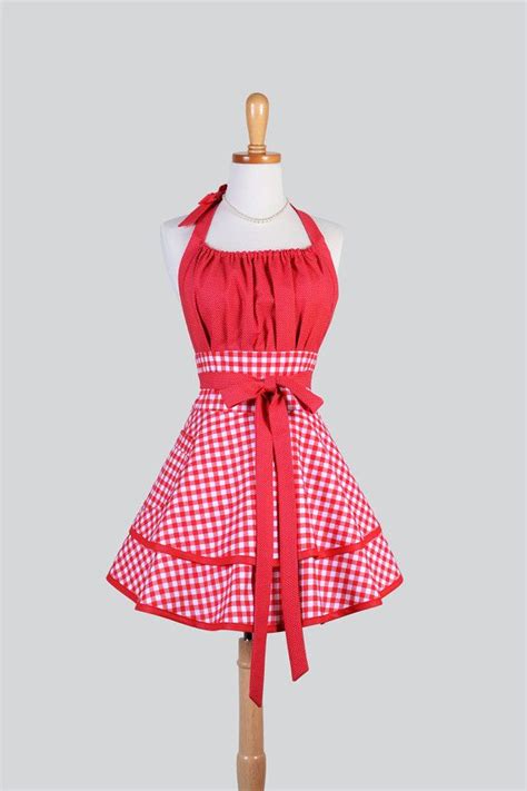 Flirty Chic Apron Red And White Gingham And By Creativechics 4500