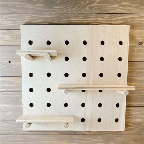 Modern Wooden Pegboard Wall Shelf Peg Board Organizer Peg - Etsy