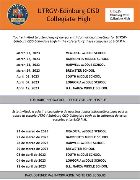 Utrgv Edinburg Cisd Collegiate Hs Parent Information Presentation Dates