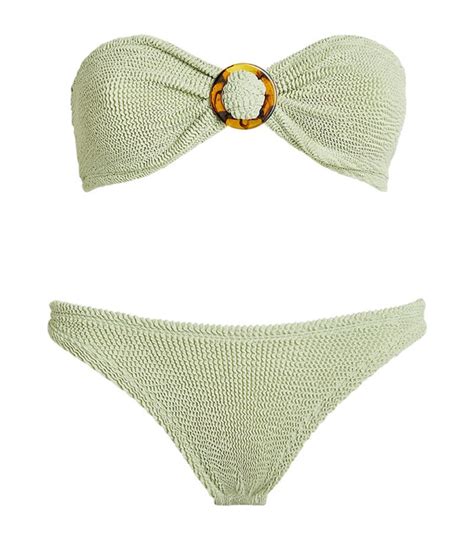 Hunza G Flora Bandeau Bikini Green Editorialist