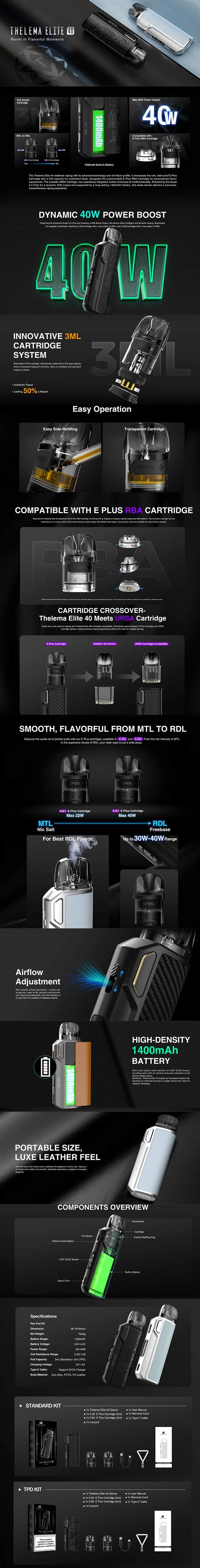 Lost Vape Thelema Elite 1400mAh 40W 3ml AGT Group Wholesale