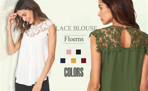 Floerns Blusa De Gasa Sin Mangas Con Escote De Encaje Para Mujer