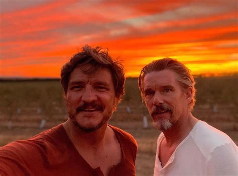 Strange Way Of Life Ethan Hawke Shares Pedro Pascal On Set Selfie