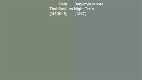 Behr Thai Basil N400 5 Vs Benjamin Moore Night Train 1567 Side By