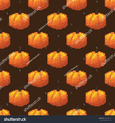 Pumpkin Pattern Pixel Art Seamless Pattern Stock Vector (Royalty Free ...