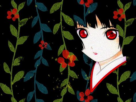 Enma Ai chicas anime anime Jigoku Shoujo kimono niños flores