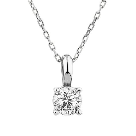 0 25 Carat TW Collier Solitaire En Diamant En Or Blanc 18kt