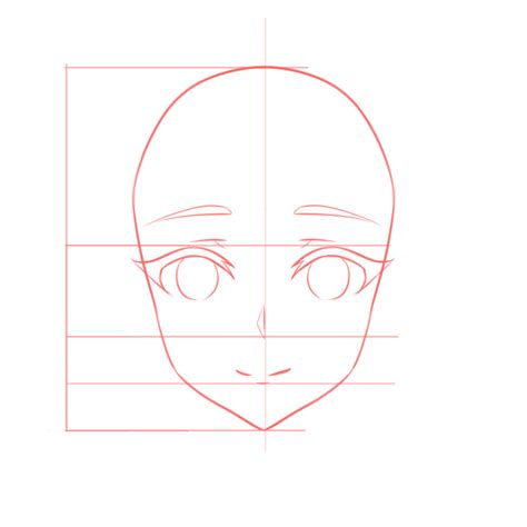 How to draw the head and face – anime-style guideline front view ...