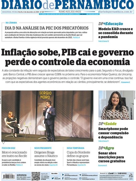 Capa Diario De Pernambuco Edi O Segunda De Dezembro De