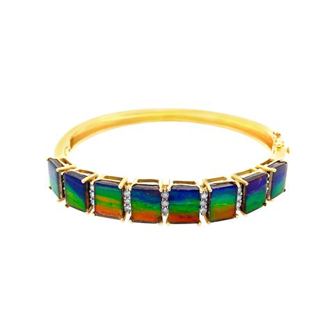 Ammolite Mens Bracelet in 14K Two Tone Gold - 522-38036