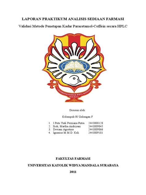 PDF Laporan Praktikum Analisis Sediaan Farmasi Hplc Kelompok