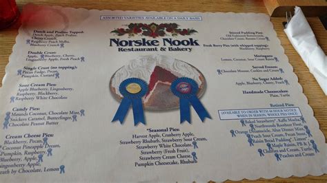 Menu at Norske Nook restaurant, Hayward