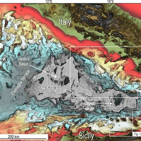 Shaded Relief Map Of The Tyrrhenian Sea Data Merged From Emodnet And