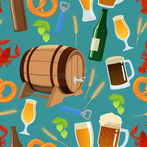 Seamless Pattern Of Beer Stock Vector Illustration Of Barrel