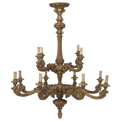 Hand Carved Wood And Gilt Chandelier At 1stdibs