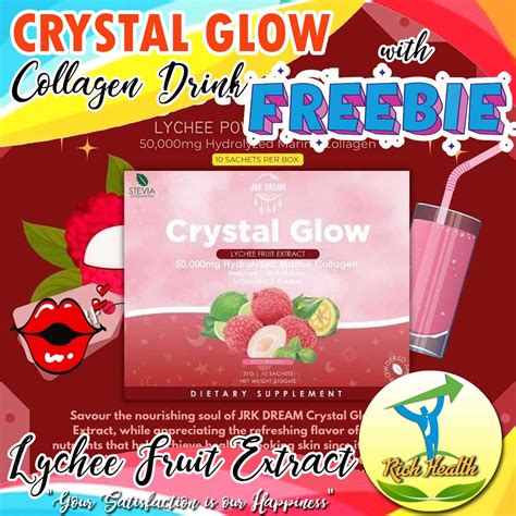 Crystal Glow Collagen Drink 50000mg Lychee Fruit Extract 10sachets By