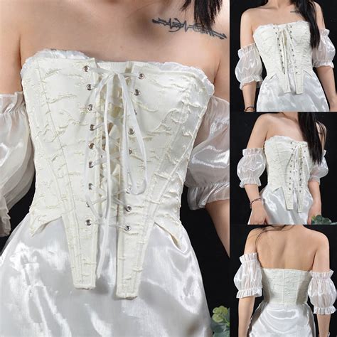 Aboser Womens Lace Up Boned Overbust Corset Bustier Renaissance Court