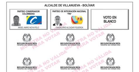 Listo El Tarjetón Para Elegir Alcalde De Villanueva