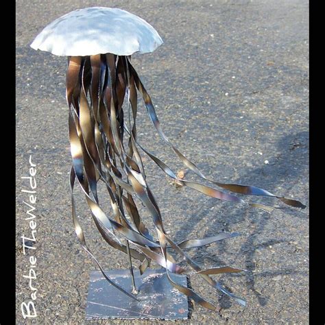 Moon Jellyfish Welded Metal Art Sculpture Flame Painting