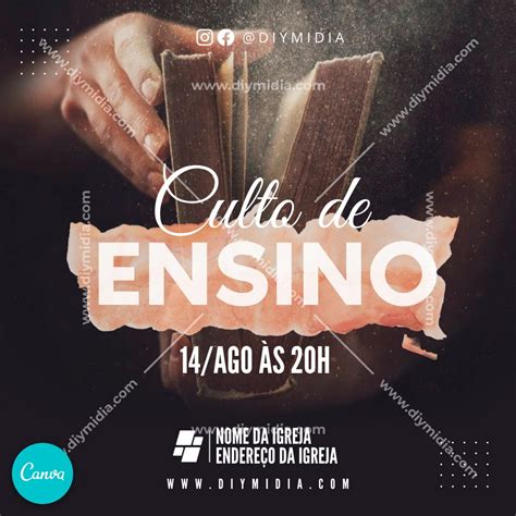 Gospel Culto De Ensino Banner Editável Canva Premium