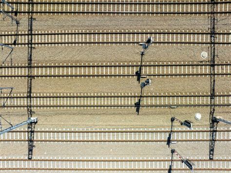 Parallel Raliway Tracks From Above Stock Photo Image Of Straight