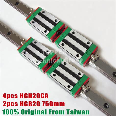 HIWIN HGH20 4pcs HGH20CA Linear Slider With 2pcs 750mm Guide Rail HGR20