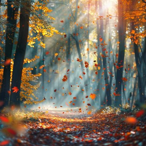 premium photo colorful autumn forest  falling leaves