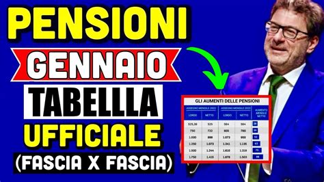 Pensioni Gennaio La Tabella Ufficiale Degli Aumenti Percentuali