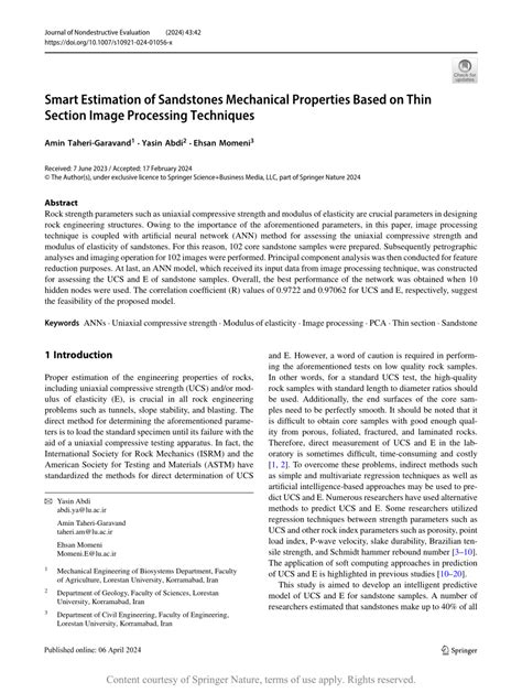 Smart Estimation Of Sandstones Mechanical Properties Based On Thin